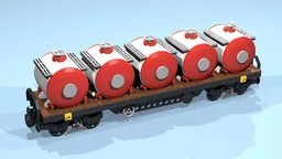 8-Wheel Flatbed Wagon (SNOT, brown, 8 studs wide) with Tanks