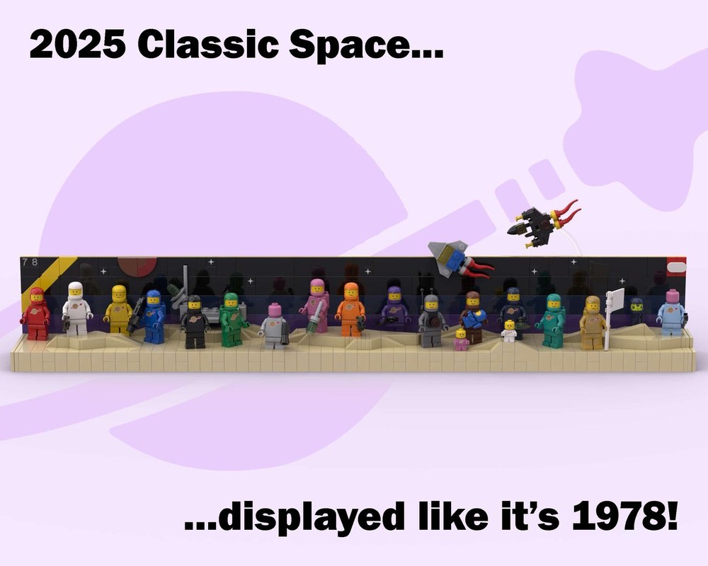 Lego Classic Space Minifigure Display Stand (Original Box Art Inspired)