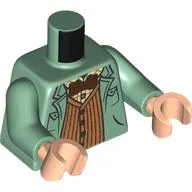 Torso, Kacket, Medium Nougat Vest, Dark Red Bow Tie, Tan Shirt Print, Sand Green Arms, Light Nougat Hands / Sand Green