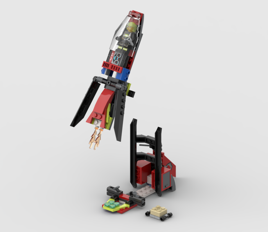 Lego rocket with launch platform