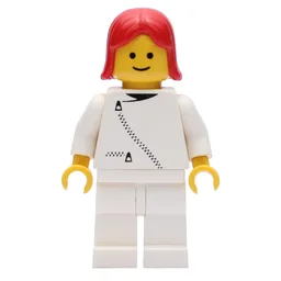 Woman, White Jacket with Zipper, White Legs, Red Hair