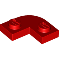 Lego Plate Round Corner 2 x 2 with 1 x 1 Cutout / Red