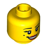 Minifig Head Flamenco Dancer, Open Smile Red Lips and Beauty Mark Print [Blocked Open Stud] / Yellow