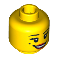 Lego Minifig Head Flamenco Dancer, Open Smile Red Lips and Beauty Mark Print [Blocked Open Stud] / Yellow