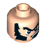 Lego Minifig Head Wolverine, Unibrow, Thick Sideburns, Open Mouth with Teeth Print [Hollow Stud] / Light Nougat