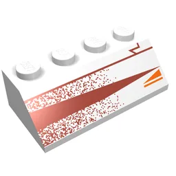 Brick Sloped 45° 2 x 4 with Red and Gold Triangles Left Print / White