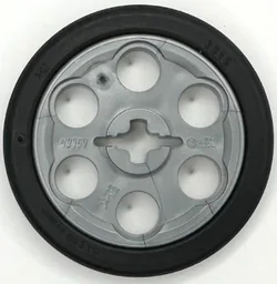 Technic Wedge Belt Wheel (Pulley) with Black Technic Wedge Belt Wheel Tire (4185 / 2815) / Flat Silver