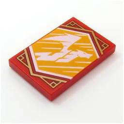 Tile 2 x 3 with Yellow Ninjago Flag Print / Red