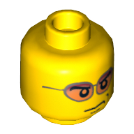 Lego Minifig Head, Orange Sunglasses, Smirk Print [Hollow Stud] / Yellow