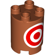 Lego Duplo Brick Round 2 x 2 x 2 with Red and White Target Print