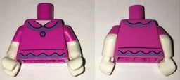 Torso Shirt with Collar, Lavender Ruffles and Button Pattern / White Arms with Molded Dark Pink Short Sleeves Pattern / White Hands