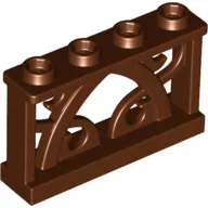Fence Ornamented 1 x 4 x 2 with 4 Studs / Reddish Brown