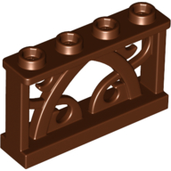 Lego Fence Ornamented 1 x 4 x 2 with 4 Studs / Reddish Brown