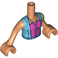 Lego Minidoll Torso Girl Medium Azure Jacket, Dark Pink Shirt, Scissors for Pendant, Nougat Arms with Hands / Nougat