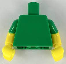 Lego Torso Plain / Yellow Arms with Molded Green Short Sleeves Pattern / Yellow Hands