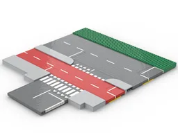 T intersection brick-built road with bicycle path and sidewalk - Dutch style