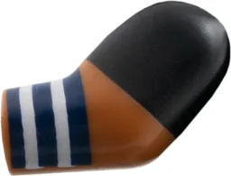 Arm, Left with Black Short Sleeve, Dark Blue and White Wristband Pattern / Sienna Brown