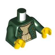 Lego Torso Jacket, Tan Sweater print, Dark Green Arms, Yellow Hands / Dark Green