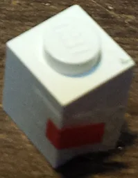 Brick 1 x 1 with Red Rectangle Pattern (Sticker) - Set 1650-1