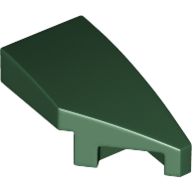 Lego Brick Wedged, Curved 2 x 1 with Stud Notch Right / Dark Green