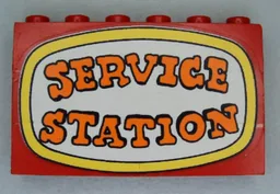 Stickered Assembly 6 x 1 x 3 with 'SERVICE STATION' Pattern (Sticker) - Sets 344 / 134