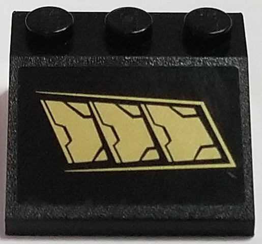 Lego Slope 33 3 x 3 with 3 Gold Metal Plates Pattern Model Right Side (Sticker) - Set 76056