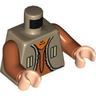 Lego Torso Vest with Vertical Pockets, Dark Orange Undershirt / Bird Logo on Back Print (Ezra Bridger), Dark Orange Arms, Light Nougat Hands / Dark Tan