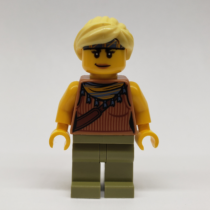 Lego Jessica Sharpe, Vest Top with Necklace, Olive Green Legs, Bright Light Yellow Hair
