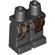 Lego Hips and Black Legs with Dark Brown Fur Coattails and Silver Clip Print / Black