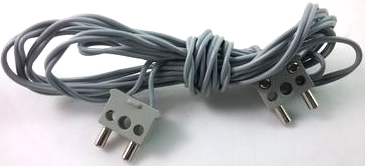 Lego Electric, Wire 12V / 4.5V with 2 Leads, 96 Studs Long with 2 Light Gray Electric, Connector, 2-Way Male Squared Narrow Long without Center Post with Center Hole (x466c96 / bb1136c01)