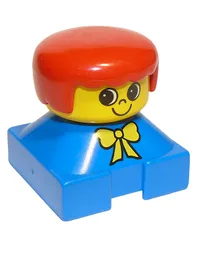 Duplo 2 x 2 x 2 Figure Brick, Blue Base with Yellow Bow, Yellow Head, Red Female Hair (75422)