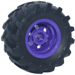Wheel 30.4mm D. x 20mm with No Pin Holes and Reinforced Rim with Black Tire 56 x 26 Tractor (56145 / 70695) / Dark Purple
