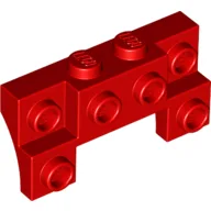 Brick Special 2 x 4 - 1 x 4 with 2 Recessed Studs and Thin Side Arches / Red