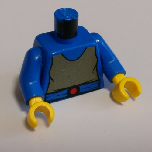 Lego Torso Tunic, Dark Gray, Blue Belt with Red Buckle Print (Padme), Blue Arms, Yellow Hands / Blue
