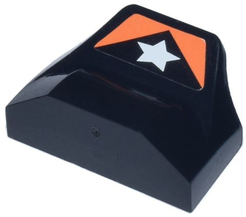 Lego Slope, Curved 1 x 2 x 2/3 Wing End with White Star and Orange Pattern (Sticker) - Set 8661