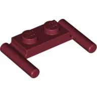 Plate Special 1 x 2 with Handles [Flat Ends / Low Attachment] / Dark Red