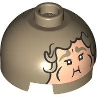 Brick Round 2 x 2 Dome Top with Light Nougat Bloated Face Print