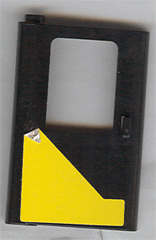 Lego Door 1 x 4 x 5 Train Left, Thin Support at Bottom with Yellow Modified Triangle Pattern (Sticker) - Set 5542