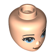 Lego Minidoll Head Bright Light Blue Eyes, Peach Lips Print / Light Nougat