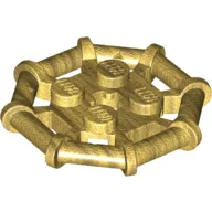 Plate Special 2 x 2 with Bar Frame Octagonal, Reinforced, Completely Round Studs / Pearl Gold