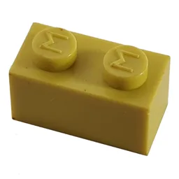 Modulex Brick 1 x 2 with M on Stud / Modulex Lemon
