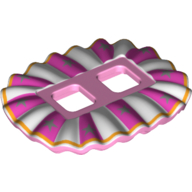Lego Minifig Hipwear Ruffled Ballerina Tutu with White and Dark Pink Panels, Silver Stars, and Orange Border Print / Bright Pink