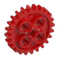 Technic Gear 24 Tooth [New Style with Single Axle Hole] / Red