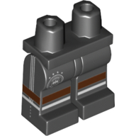Lego Hips and Black Legs with DFB Logo with 4 Stars, Reddish Brown and White Stripes, Lines on Sides Print / Black