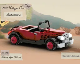 1920 Vintage Dark Red Car - Lego Moc Instructions