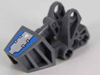 Lego Bionicle Foot with Ball Joint Socket 3 x 6 x 2 1/3, Rounded Tops with Blue and Silver Hatch and White Arrow Pattern (Sticker) - Set 8106