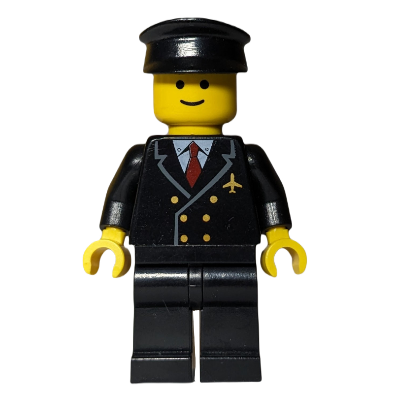 Lego Pilot - Black Torso, Black Legs Black Hat