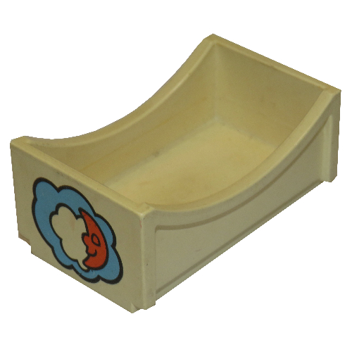 Lego Duplo Bed 2 x 4 with Moon and Cloud Print (Old Style) / White