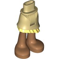 Lego Minidoll Hips and Asymmetrical Layered Skirt with Bright Light Yellow Ruffle, Medium Nougat Legs and Feet Print (Moana) / Tan