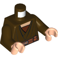 Lego Torso Robe with Dark Orange Belt Print (Saesee Tiin), Dark Brown Arms, Light Nougat Hands / Dark Brown